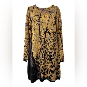 ModeLia Yellow & Black Abstract Sweater Dress